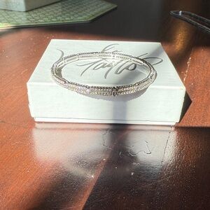 Elegant Nadri Jewelry Silver Hinged Bangle Bracelet Perfect like new.